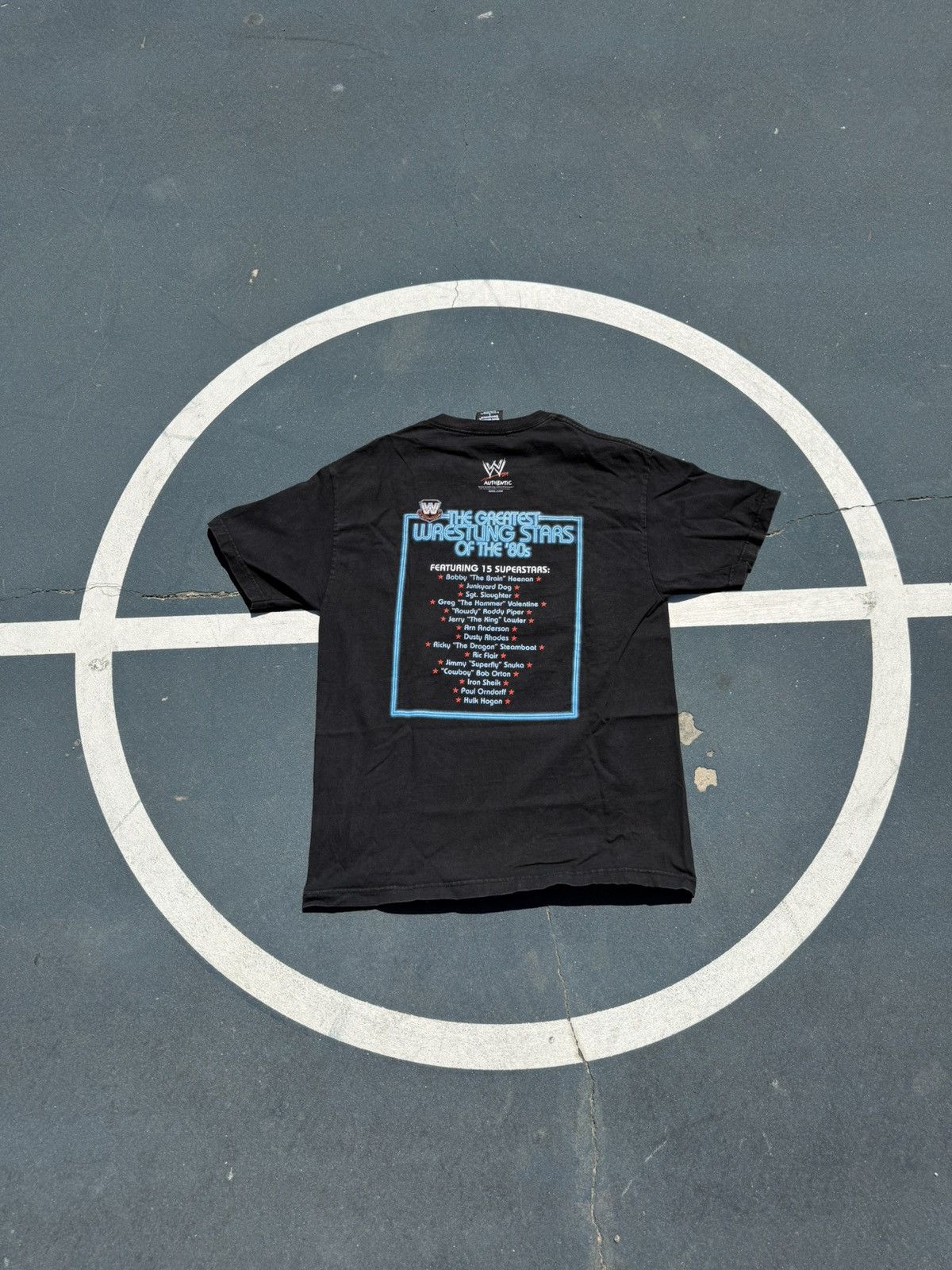 WWE Vintage 2002 WWF Greatest Wrestling Stars Of The 80s Tshirt. Size US L / EU 52-54 / 3 - 6 Thumbnail