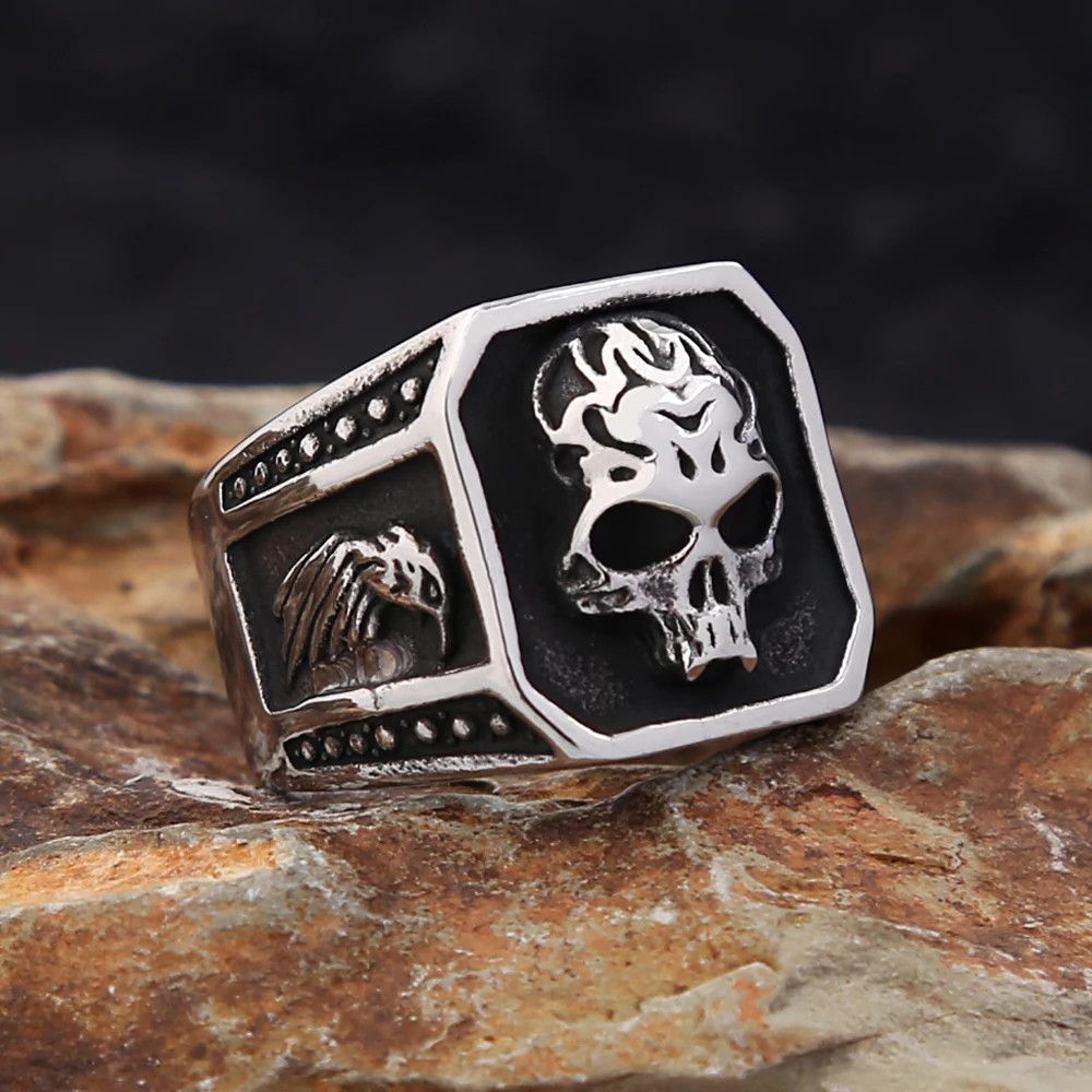 Japanese Brand × Jewelry × Vintage Skull Head Punk Style Fashion Ring Size ONE SIZE - 1 Thumbnail