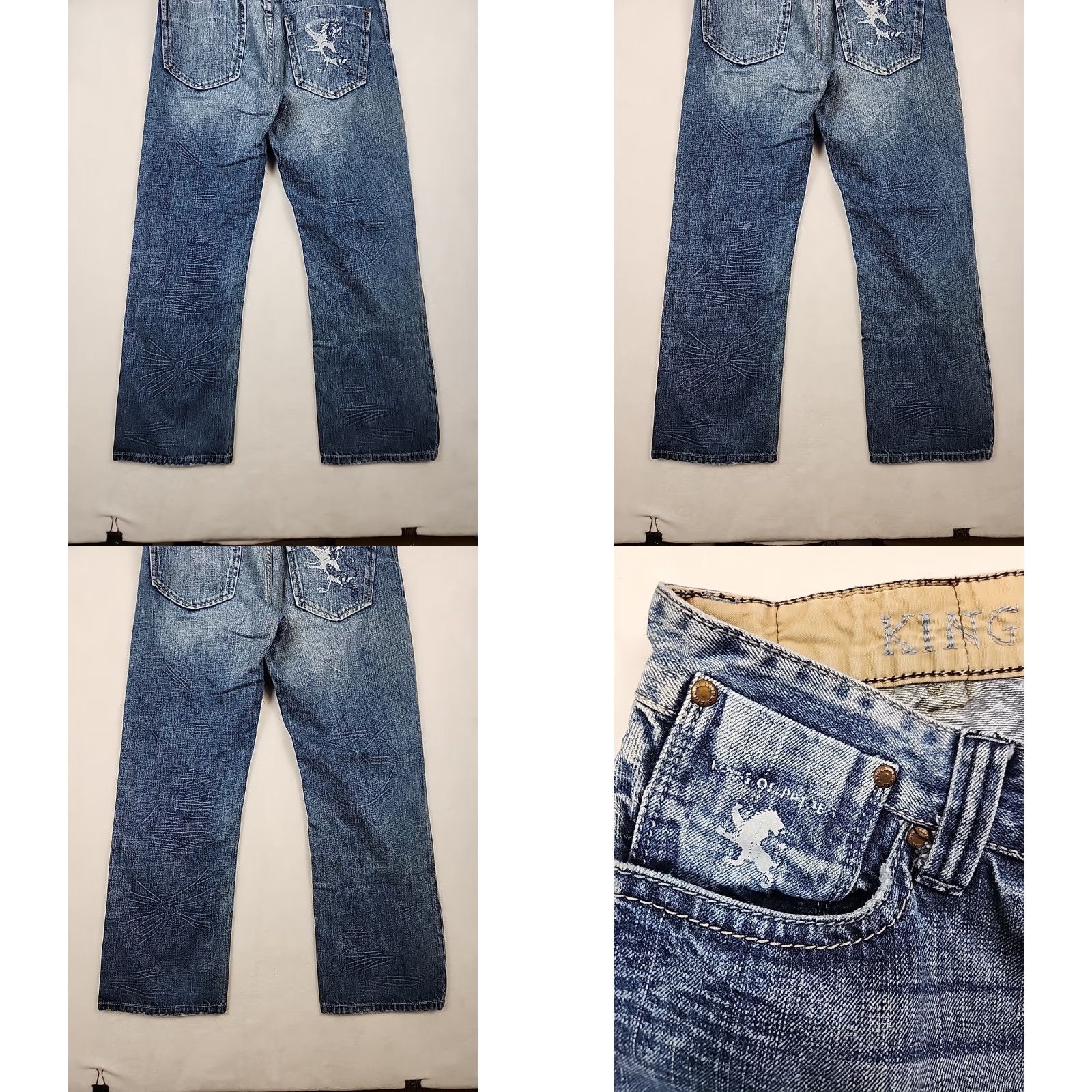Vintage King of Prides Jeans Boot Cut 33x30 Vintage Regular Rise Washed Blue 100% Cotton Men’s Size US 33 - 9 Thumbnail