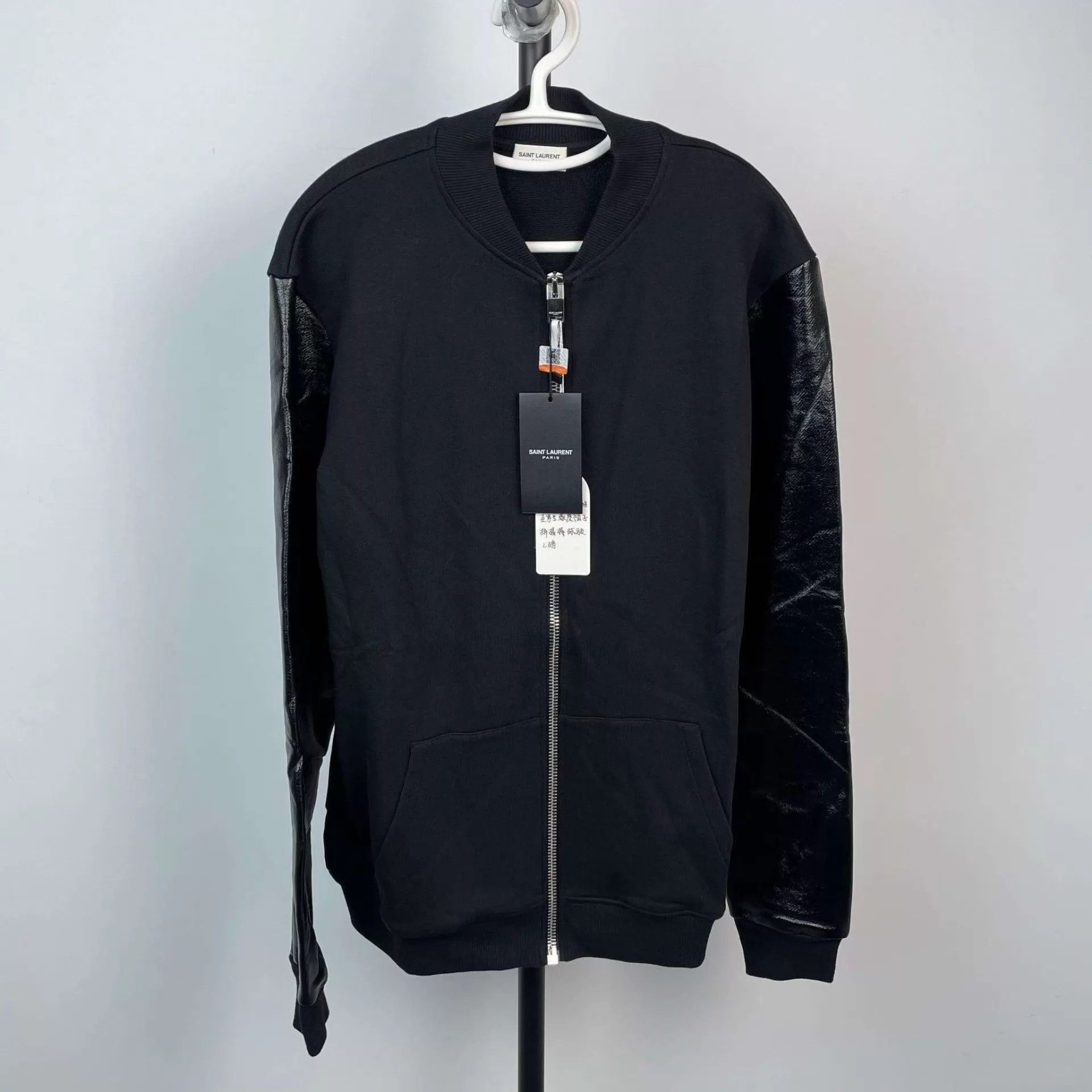 Yves Saint Laurent YSL patent leather sleeve colorblocked baseball jacket L Size US L / EU 52-54 / 3 - 1 Thumbnail