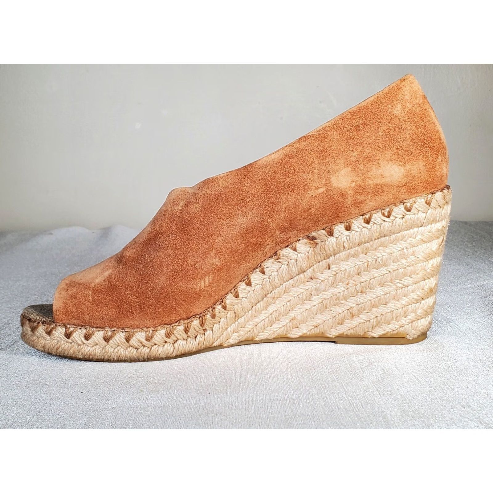 Vince Vince Sonora Peep Toe Espadrille Wedge Sandals Brown Suede Women's US 8.5 M Size US 9 / IT 39 - 3 Thumbnail
