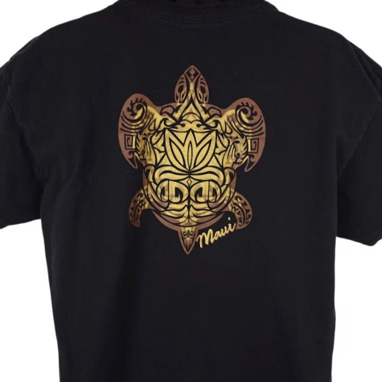 Vintage Maui Sea Turtle T Shirt Mens XL Black Hawaii Tribal Travel Destination Tee Size US XL / EU 56 / 4 - 2 Thumbnail