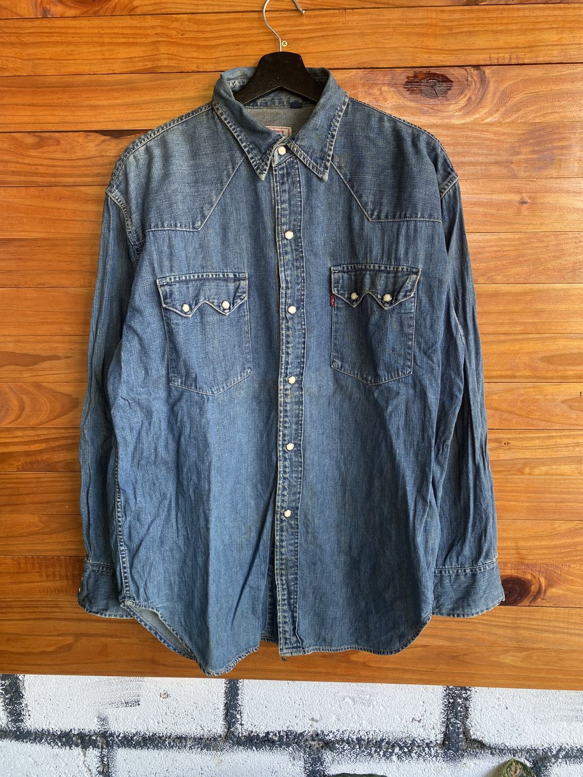 Levi's Vintage Levi’s Denim Shirt - Men’s Western Pearl Snap Button Size US L / EU 52-54 / 3 - 3 Thumbnail