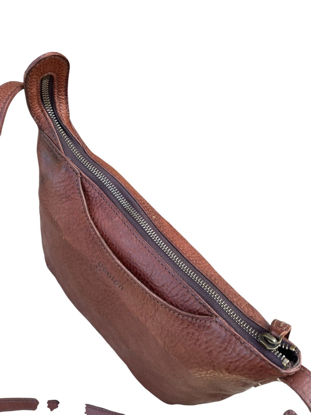 Leather Genten Japan Patina Brown Solid Leather Bag Sling Size ONE SIZE - 20 Thumbnail