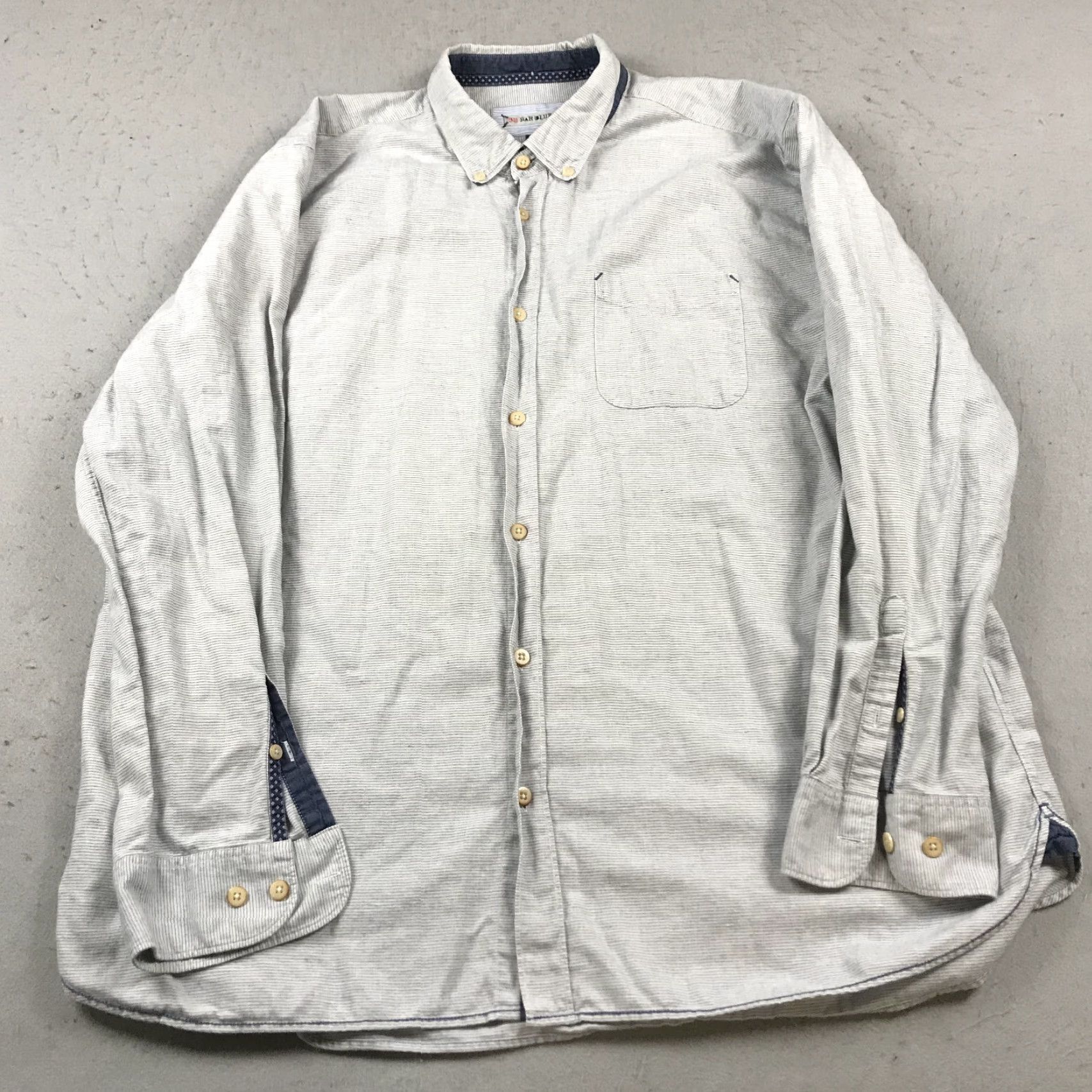 Vintage 32 Bar Blues Shirt Mens 2XL Gray Cotton Linen Blend Button-Up Casual Long Sleeve Collared Shirt Size US XXL / EU 58 / 5 - 2 Thumbnail