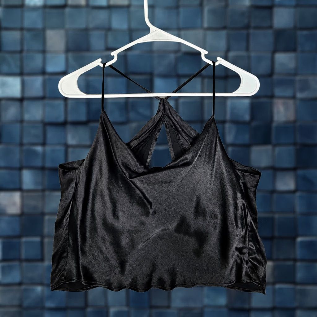 Zara ZARA Women's Black Satin Cowl Neck Crop Top Sleeveless Tank S Regular XS? Size S / US 4 / IT 40 - 1 Thumbnail