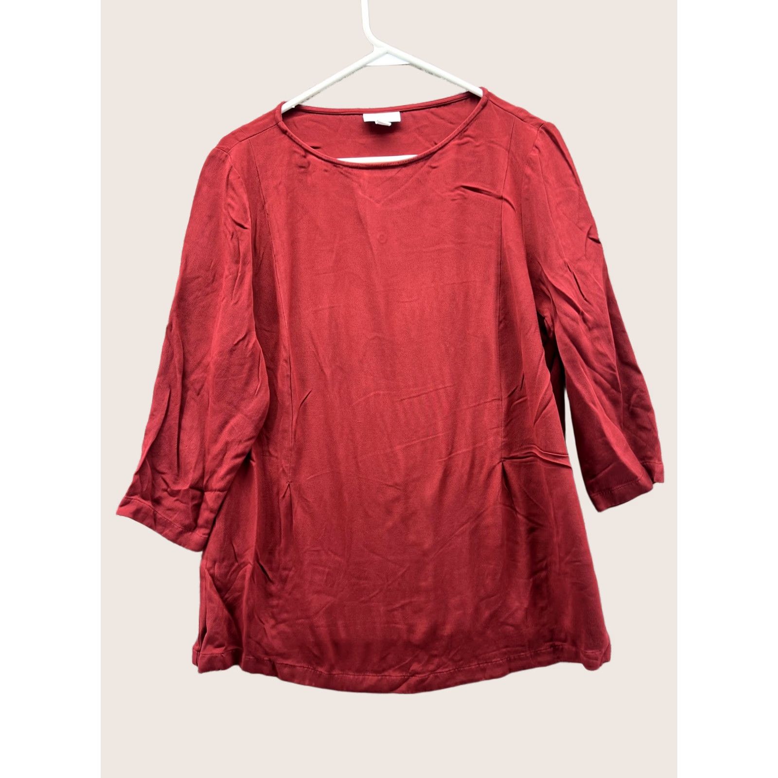 J. Jill J. Jill Tunic Blouse Womens Large Red Solid Scoop Neck 3/4 Sleeve Woven Top Size L / US 10 / IT 46 - 1 Thumbnail