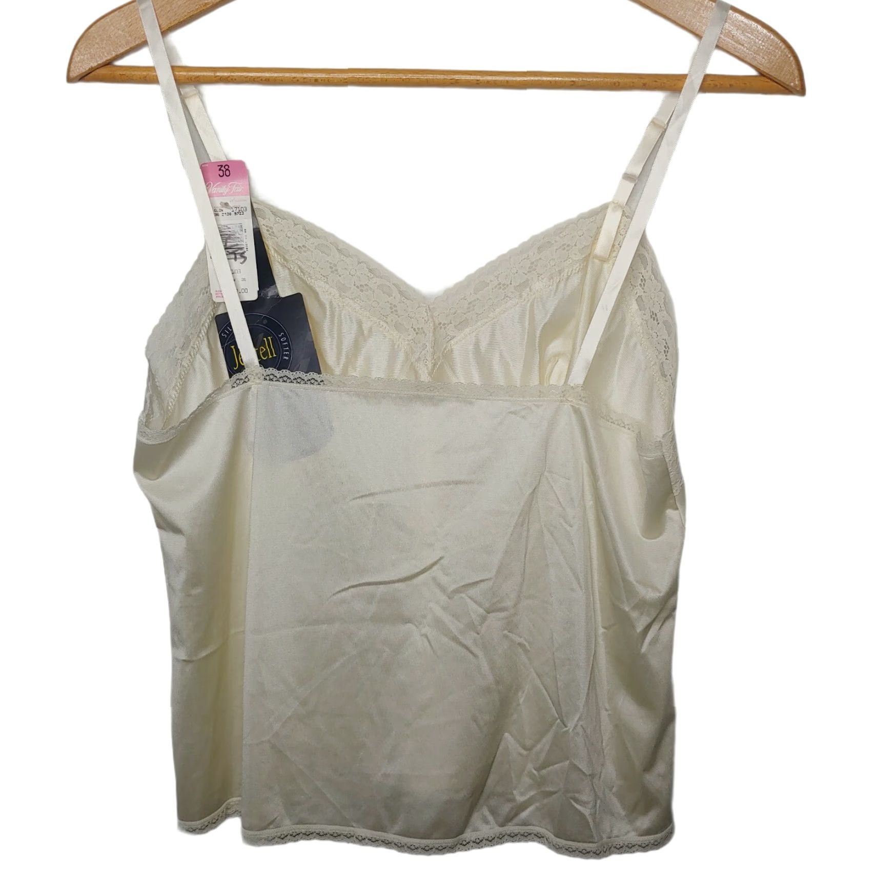 Vintage VINTAGE Vanity Fair Jentell Camisole Shirt Women 38 Ivory Lace Nylon Adjustable Straps 17.5" USA Womens Size ONE SIZE - 2 Thumbnail