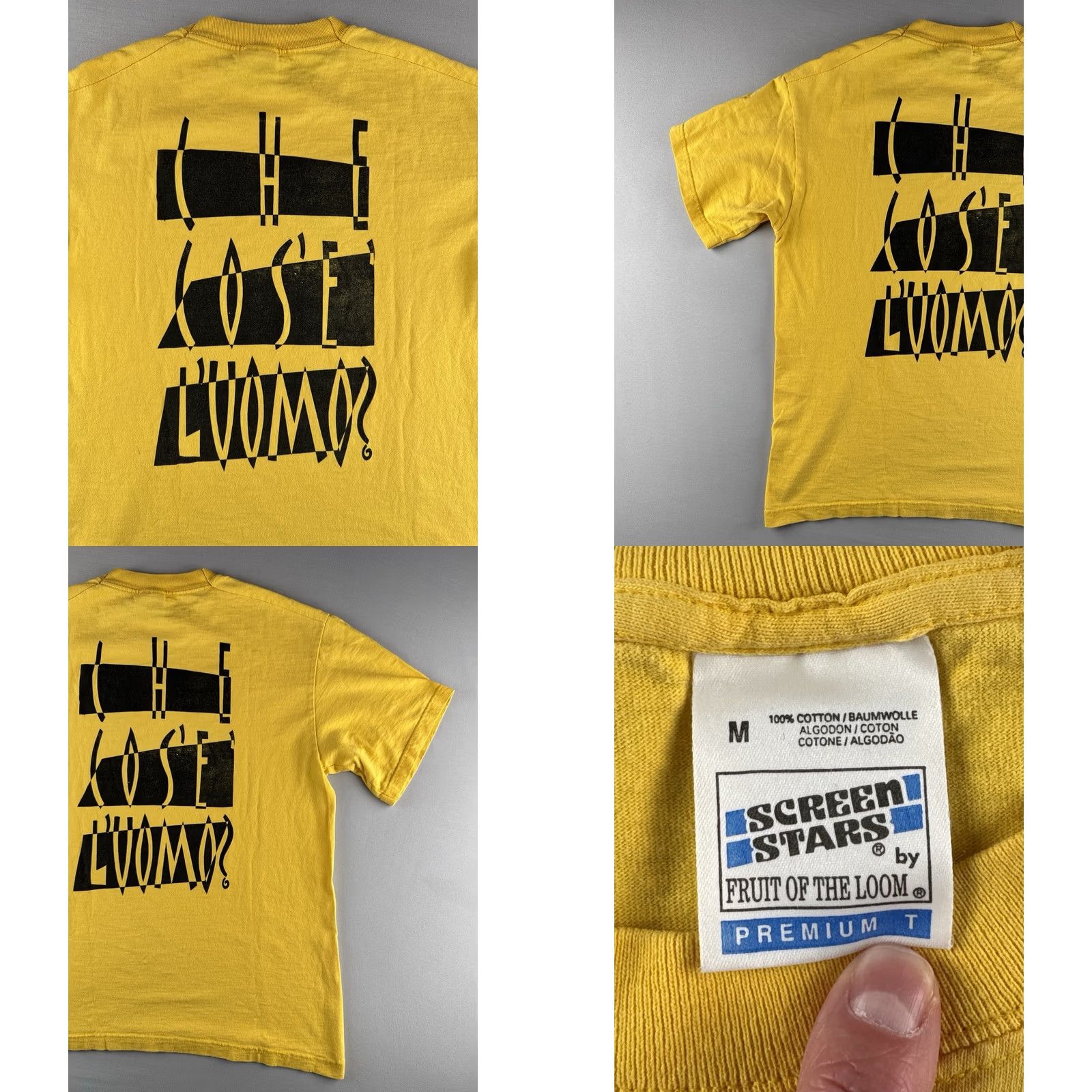 Vintage VINTAGE Screen Stars Tee 90s T-Shirt Mens M Yellow Cotton Short Sleeve Crew Neck 1990s 1990s Size US M / EU 48-50 / 2 - 8 Thumbnail