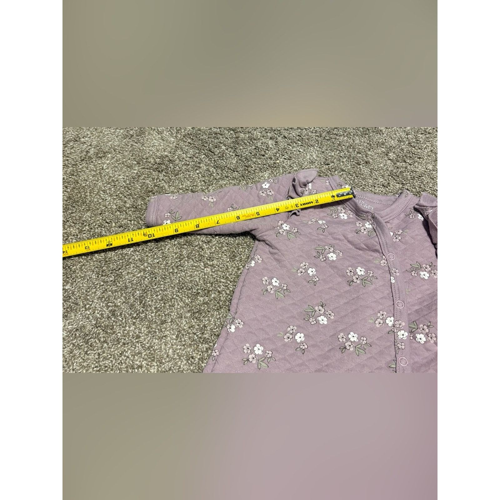 Badgley Mischka (Badgley Mischka) Quilted Purple Floral Romper:Size 0-3Month Size ONE SIZE - 8 Thumbnail