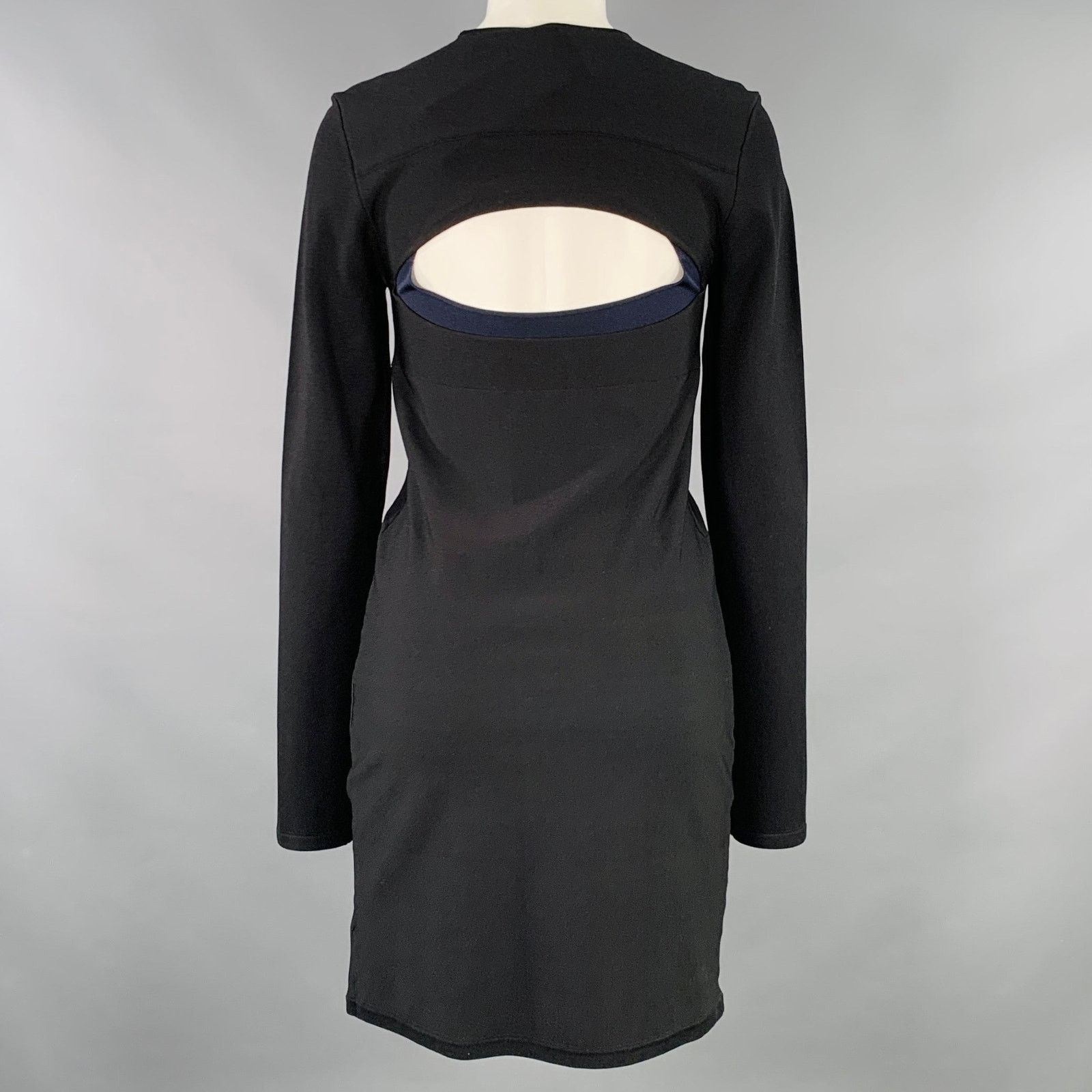 Dion Lee Black Navy Viscose Blend Cut Out Long Sleeve Mini Dress Size M / US 6-8 / IT 42-44 - 4 Thumbnail