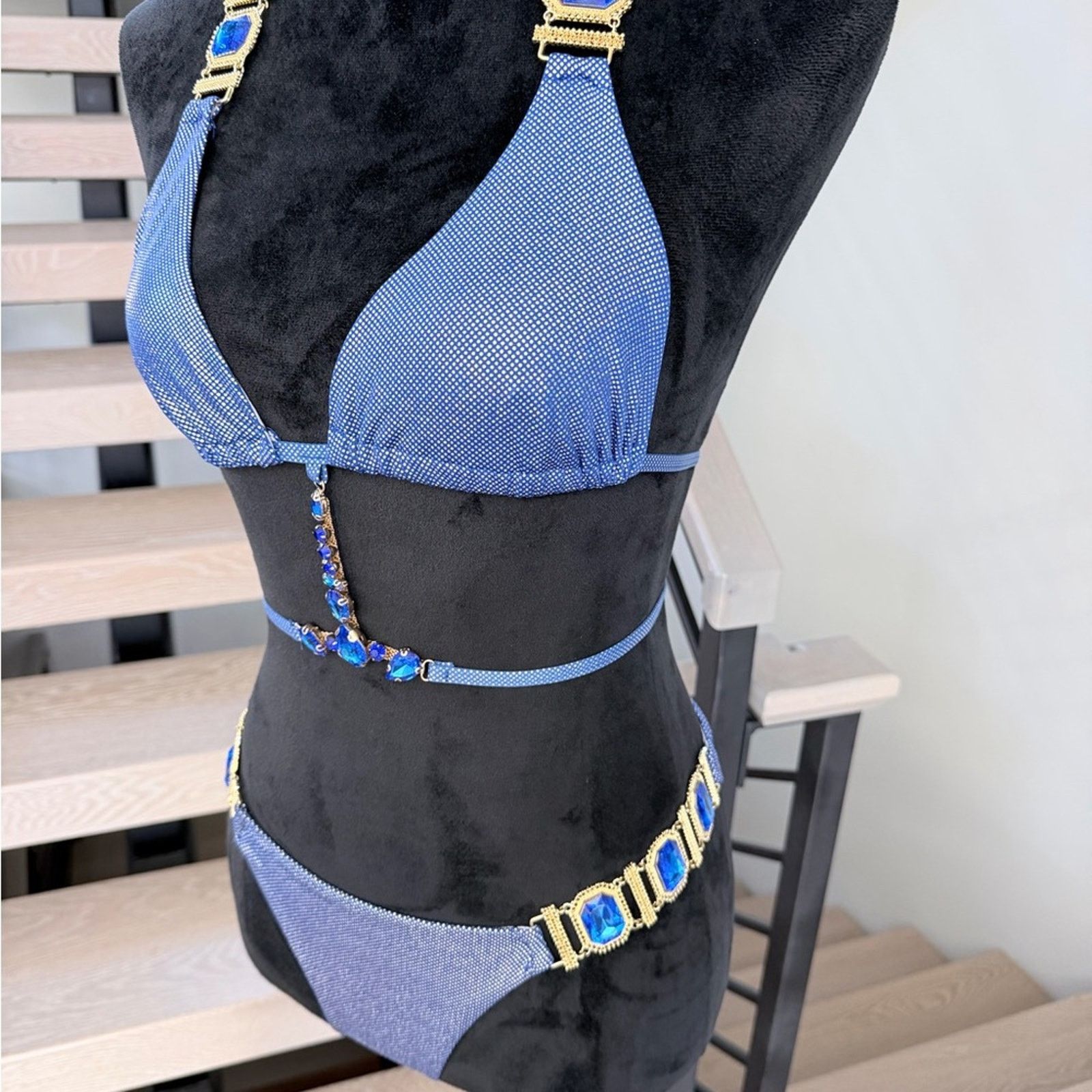 Other New Y2K Blue Swimsuit Bikini Swimwear 2 piece Set size S Size ONE SIZE - 7 Thumbnail