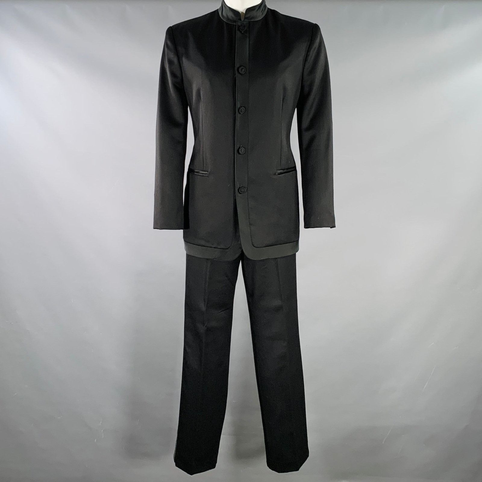 Shanghai Tang SHANGHAI TANG Size 40 Black Wool Mandarin Collar Suit Size 40R - 2 Thumbnail
