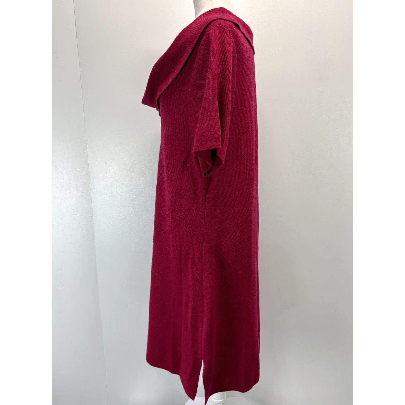 Coldwater Creek COLDWATER CREEK Plus Size 1X Knit Cowl Neck Shift Dress Short Sleeve Red Womens Size 40" / US 18 - 2 Thumbnail