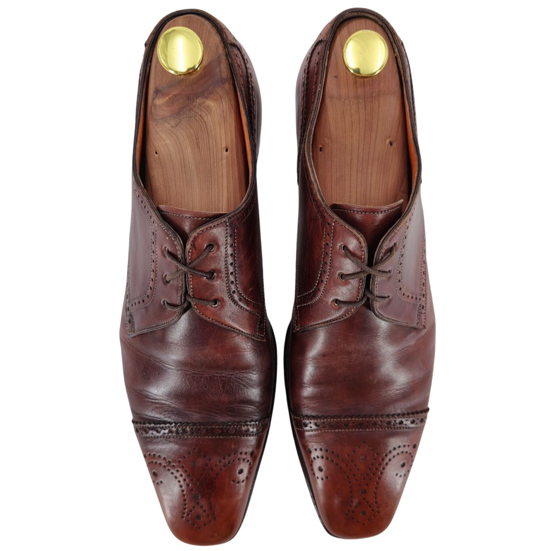 Santoni Santoni Italy Antiqued Brown Leather Dress Shoes 8 Oxford Size US 8 / EU 41 - 8 Thumbnail