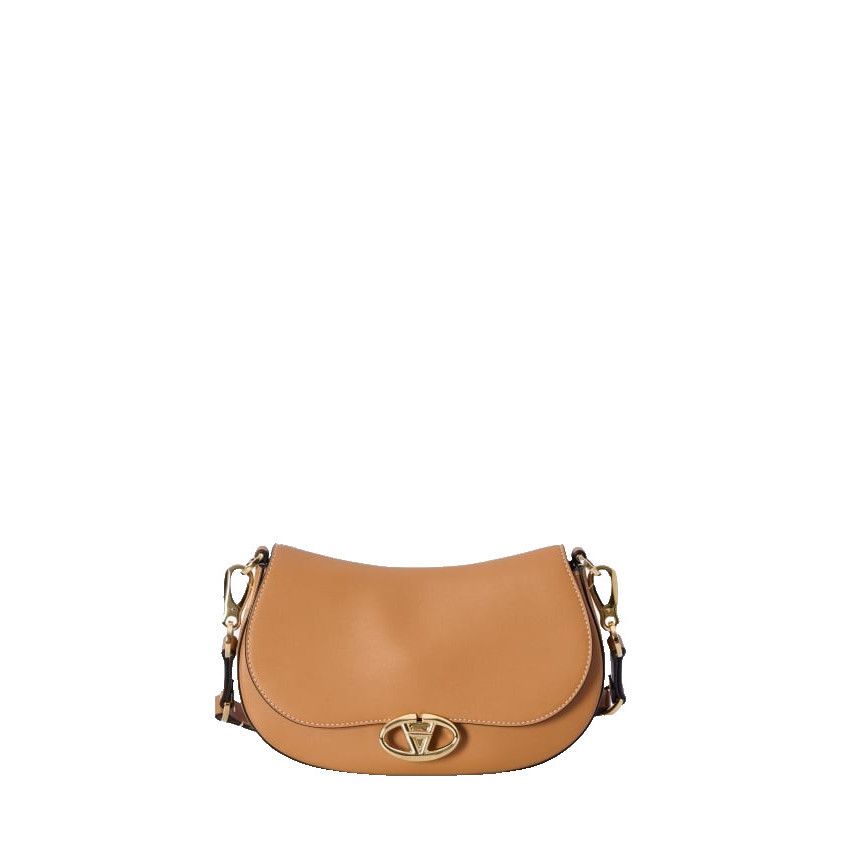 Valentino VALENTINO GARAVANI Ohval Small Brown Leather Shoulder Bag Ne Size ONE SIZE - 1 Thumbnail