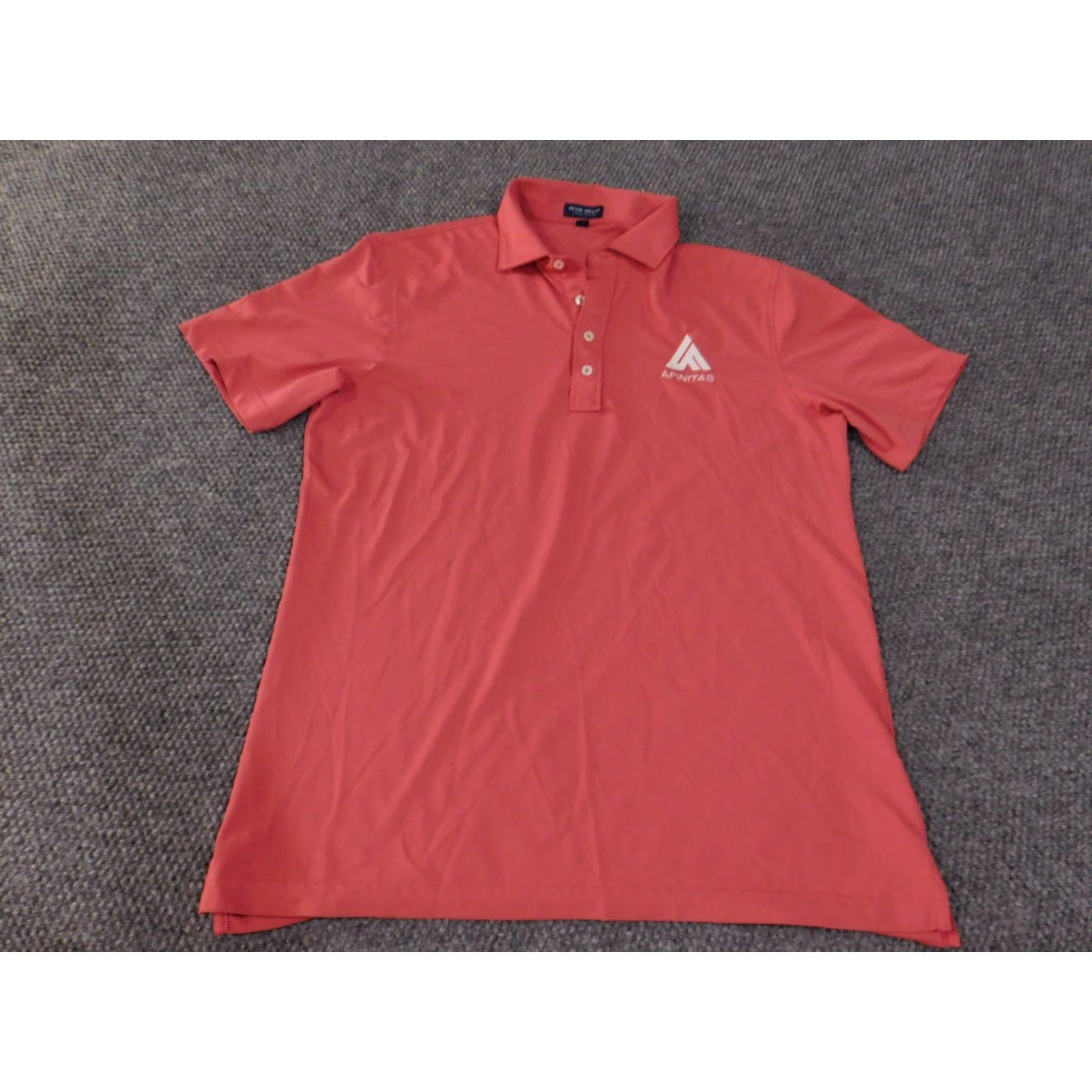 Peter Millar VINTAGE? No — skip. Final title: Peter Millar Polo Shirt Mens L Red Performance Golf Stretch Afinitas Logo Crown Sport Shirt Mens Large Red Polo Logo Size US L / EU 52-54 / 3 - 3 Thumbnail