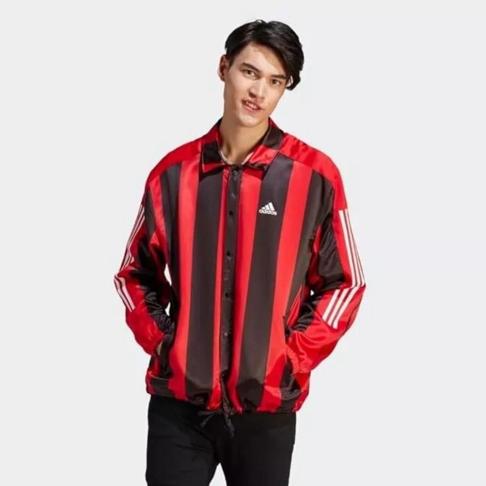 Designer Adidas Originals Satin Coaches Jacket RED & BLACK Size Large Size US L / EU 52-54 / 3 - 2 Thumbnail