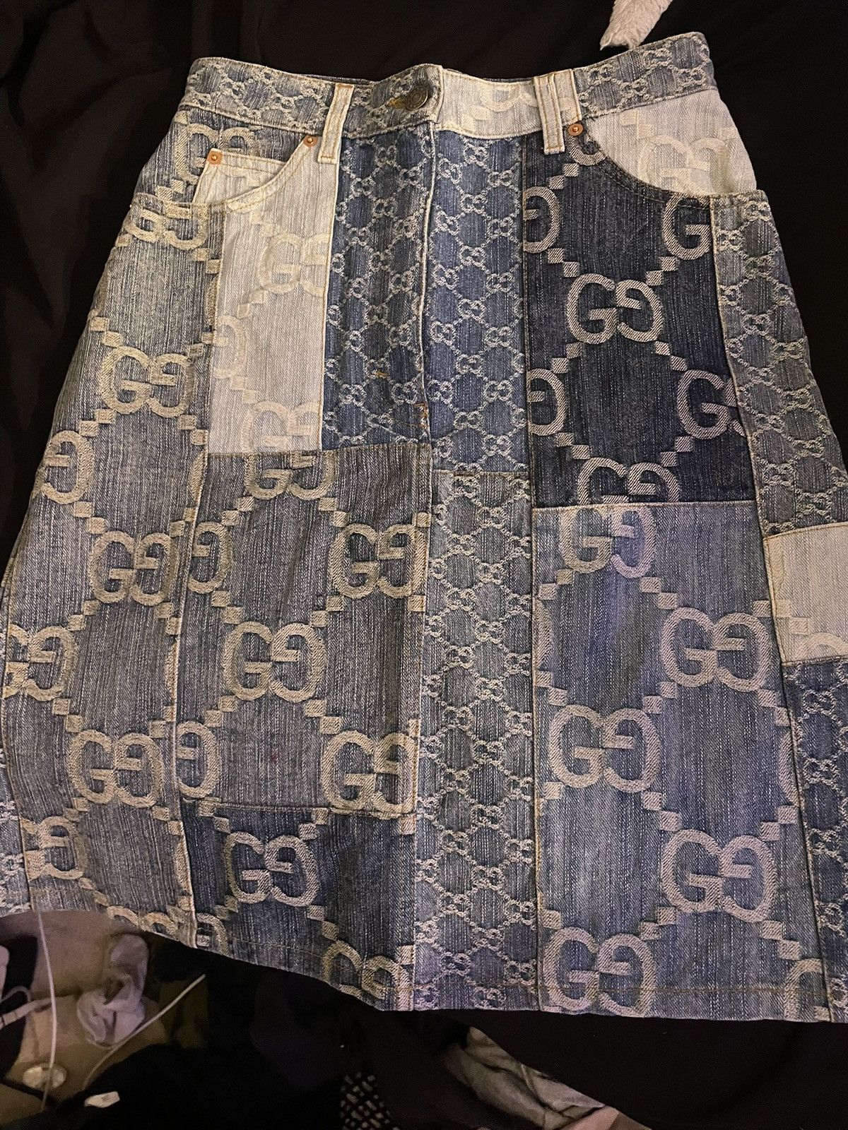 Gucci Gucci Patchwork GG Monogram Denim Skirt – Rare EU Exclusive Size 28" / US 6 / IT 42 - 1 Thumbnail