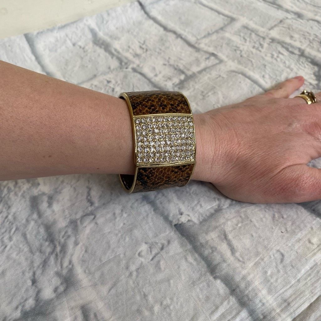Other Cuff Bracelet w/snap clasp reptile print with faux crystals Size ONE SIZE - 6 Thumbnail