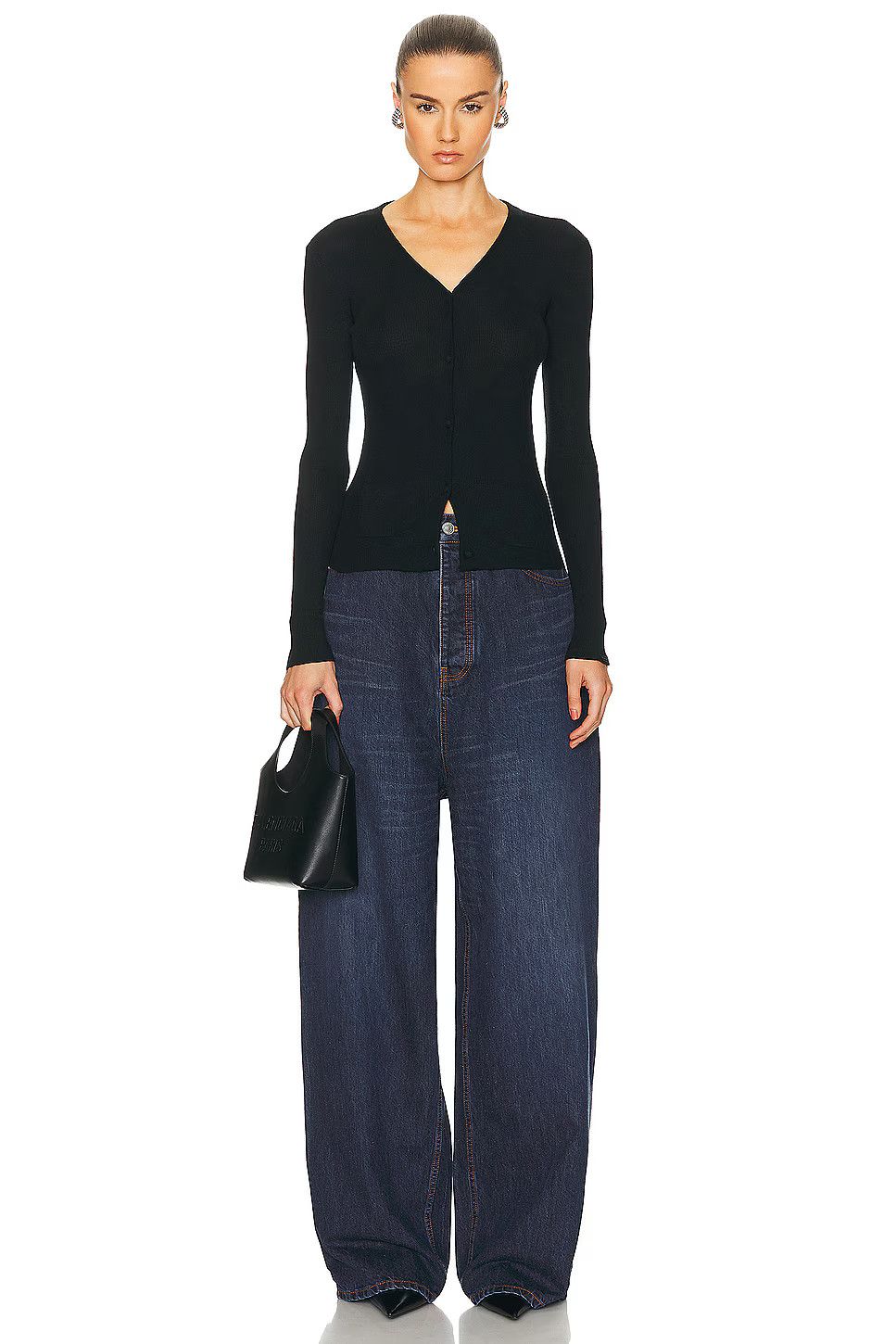 Balenciaga o1w1db10625 Fitted Cardigan in Black Size M / US 6-8 / IT 42-44 - 4 Thumbnail