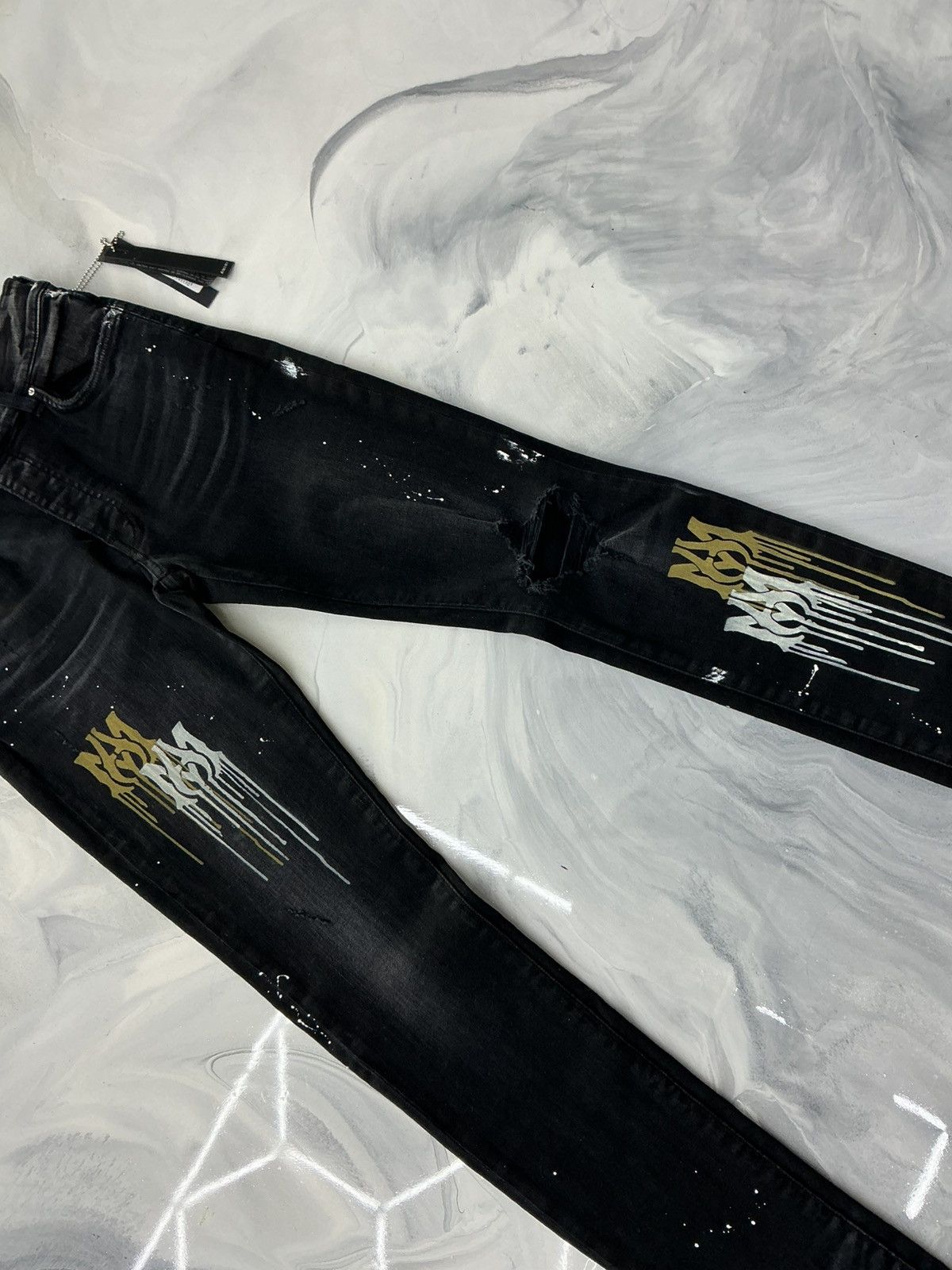 Amiri Amiri Stencil Denim Jeans Black Size 31 Size US 31 - 4 Thumbnail