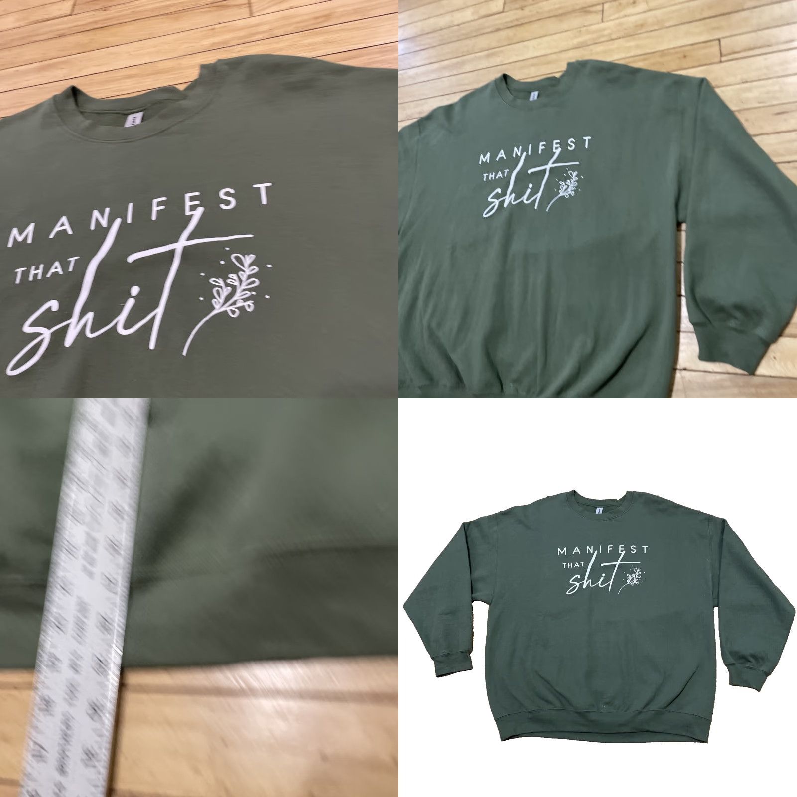 Gildan GILDAN Sweatshirt Men 2XL Green Crew Neck Heavyweight Fleece Lined All Seasons Pullover Graphic Mystic Manifest S**T Size US XXL / EU 58 / 5 - 10 Thumbnail