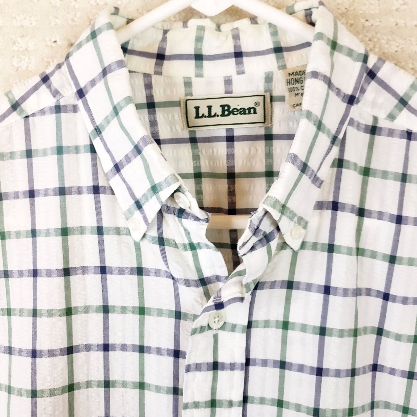 Vintage L.L. Bean Seersucker Shirt Mens M GreenBlue Plaid Cotton Button Up Preppy Camp Dad Shirt Size US M / EU 48-50 / 2 - 4 Thumbnail