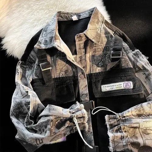 VIBE Functional windbreaker streetwear denim Jacket Coat y2k Size US XXL / EU 58 / 5 - 2 Thumbnail
