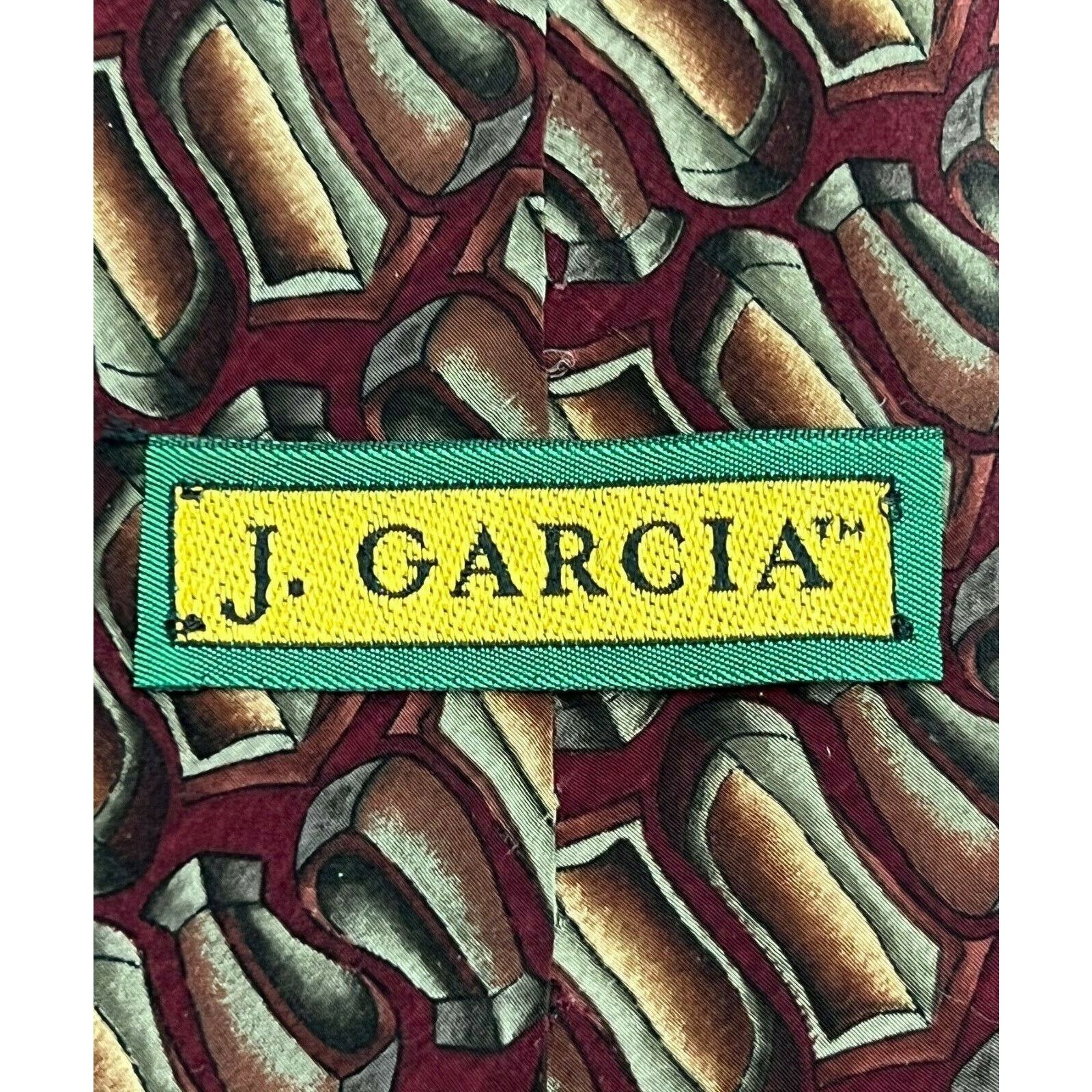 Other Jerry J Garcia Red Geometric 100% Silk Necktie Neck Tie Size ONE SIZE - 3 Thumbnail