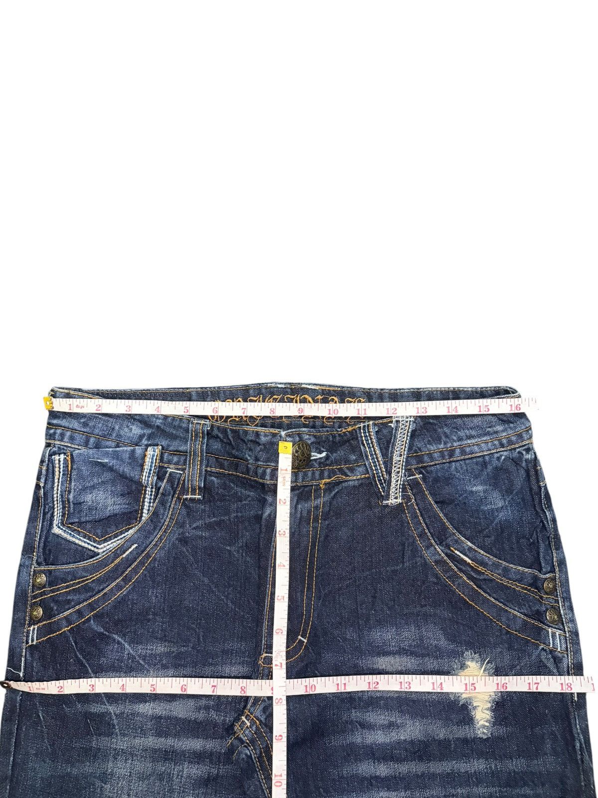 If Six Was Nine Vintage Japanese Brand Double Wing Distress Flare Jeans Size 32" / US 10 / IT 46 - 6 Thumbnail