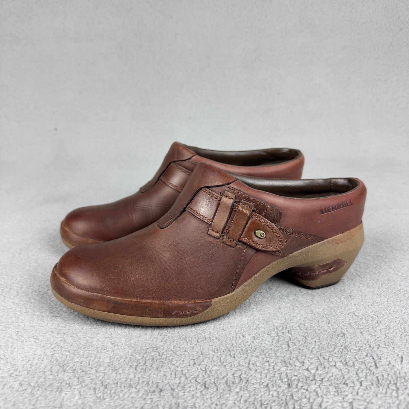 Merrell Merrell Brown Leather Clogs Comfort Slip On Shoes 9.5 Size US 9.5 / IT 39.5 - 2 Thumbnail