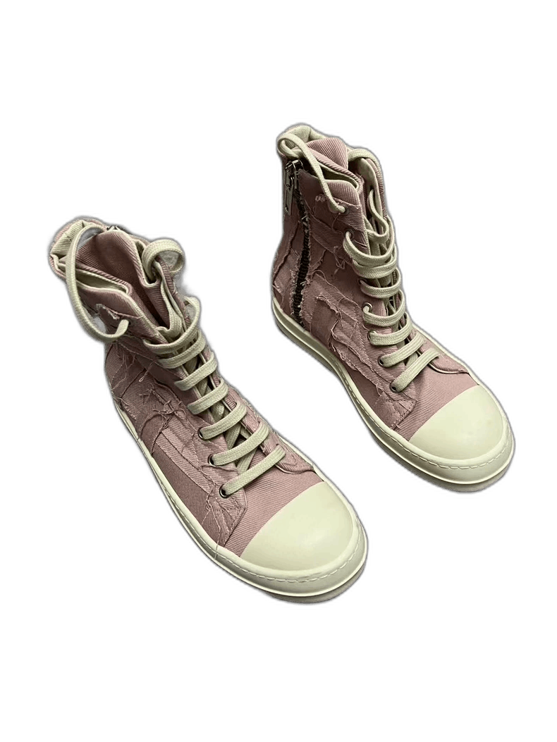 Rick Owens Rick Owens Pink High-Top Canvas Sneakers-yf Size US 6.5 / EU 39-40 - 1 Thumbnail