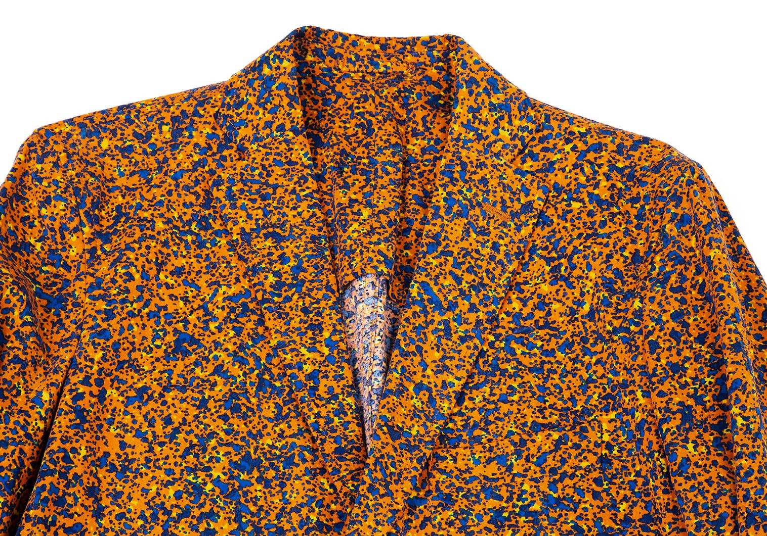 Issey Miyake Lyocell Cotton Marble Print B Jacket in Orange and Blue Size US S / EU 44-46 / 1 - 2 Thumbnail