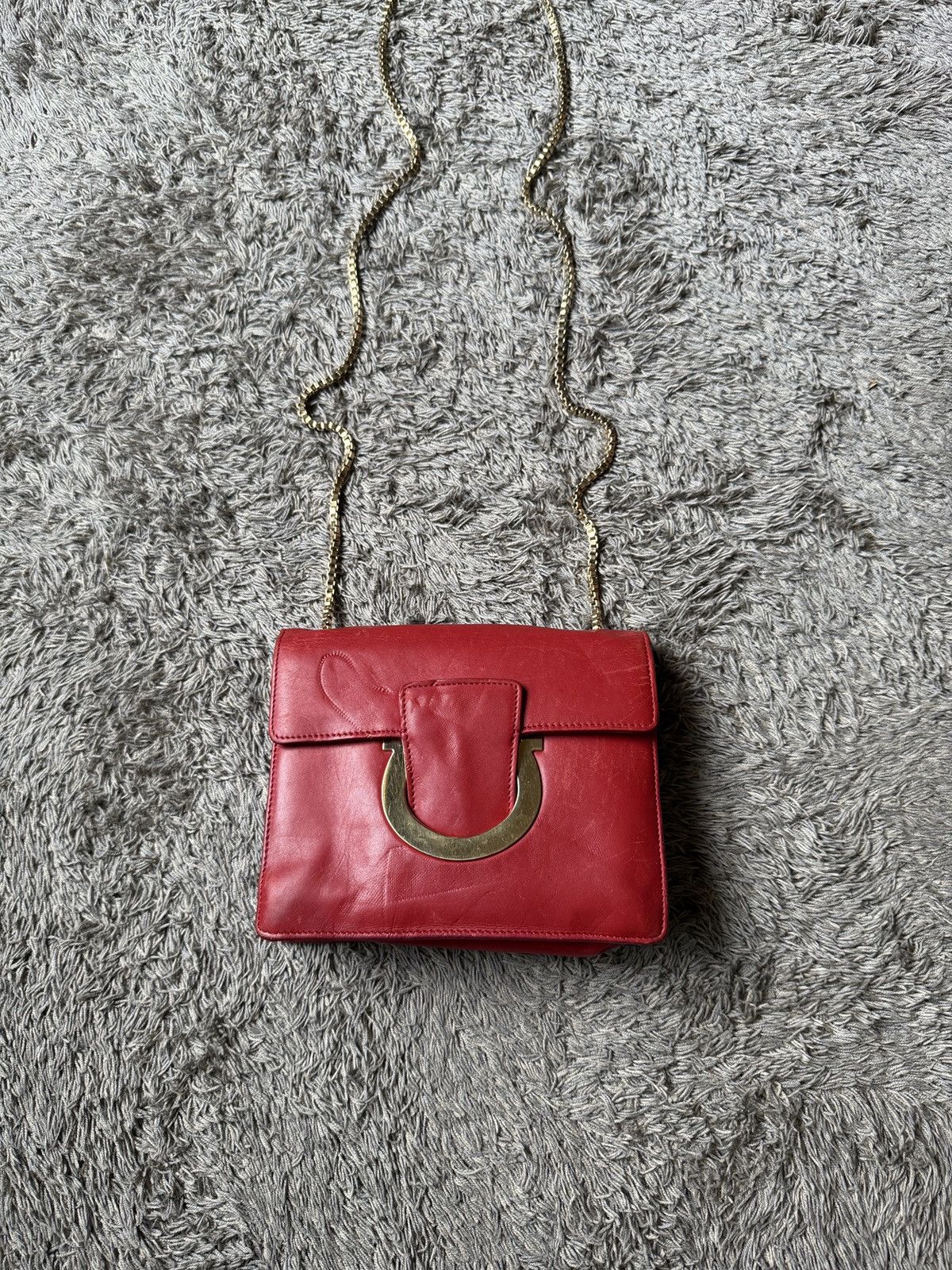 Salvatore Ferragamo Salvatore Ferragamo Red Lipstick Leather Thalia Shoulder Bag Size ONE SIZE - 2 Thumbnail