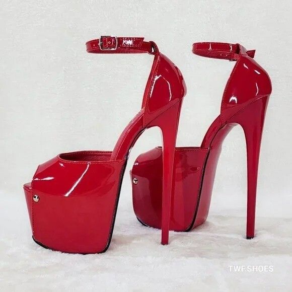 Other Juicy 15 Red Patent Slim 7" Stiletto Platform Closed Back He Size US 7 / IT 37 - 4 Thumbnail