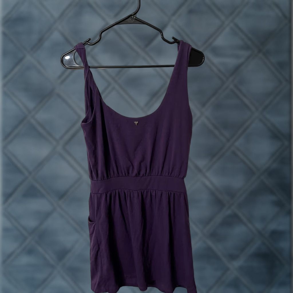Guess GUESS Purple Solid Dress Short Women V-Neck Straps Mini Sleeveless Size 32" / US 10 / IT 46 - 1 Thumbnail