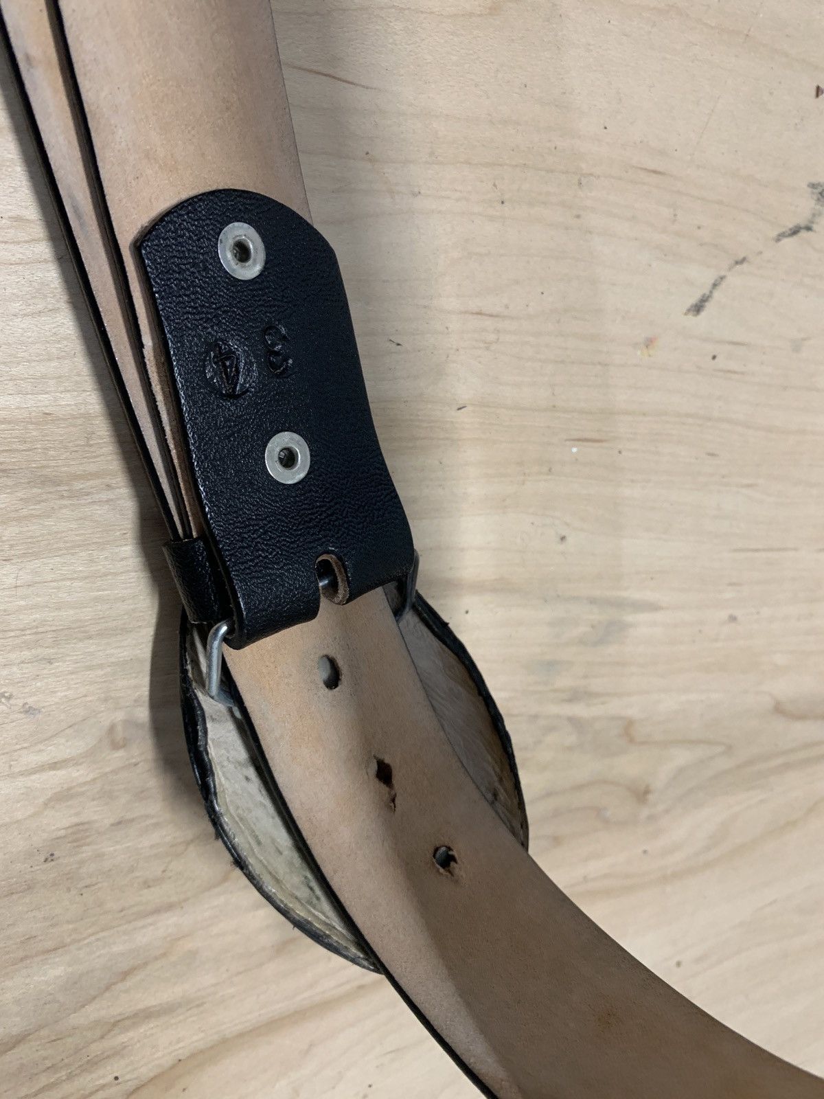 Vintage Black leather belt Size 34 - 4 Thumbnail