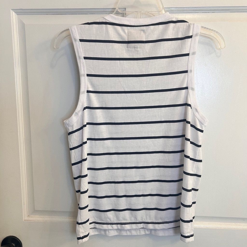 Chaser Brand Women's Chaser Tank Top S White w/blue Striped Size S / US 4 / IT 40 - 6 Thumbnail
