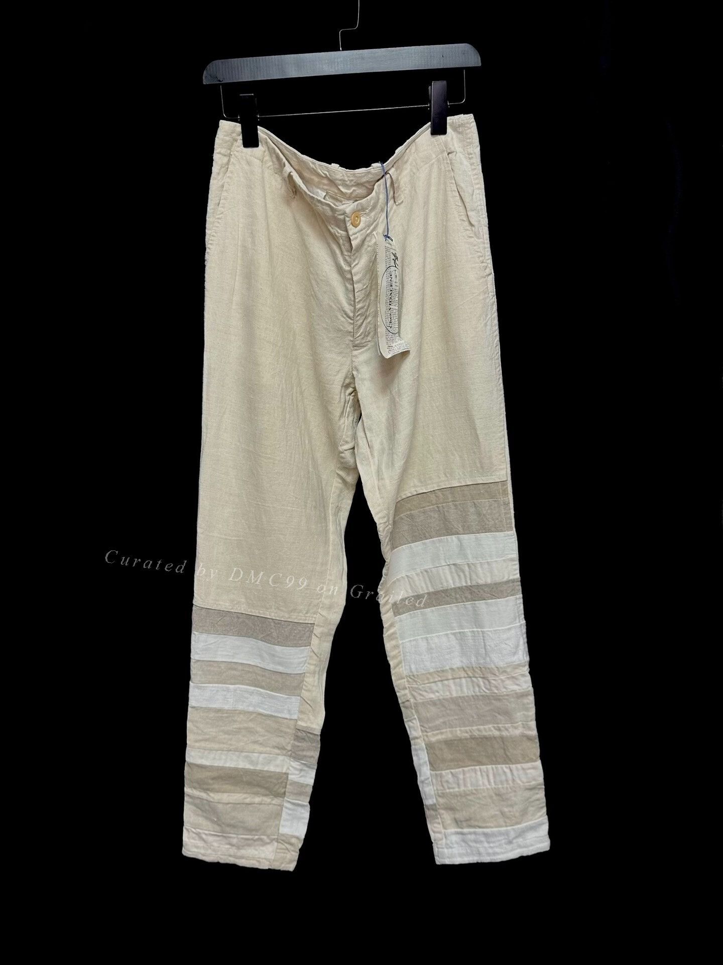 Casey Vidalenc Chez VIDALENC Vintage Linen Patchwork Pants Size 42" / US 20 - 1 Thumbnail