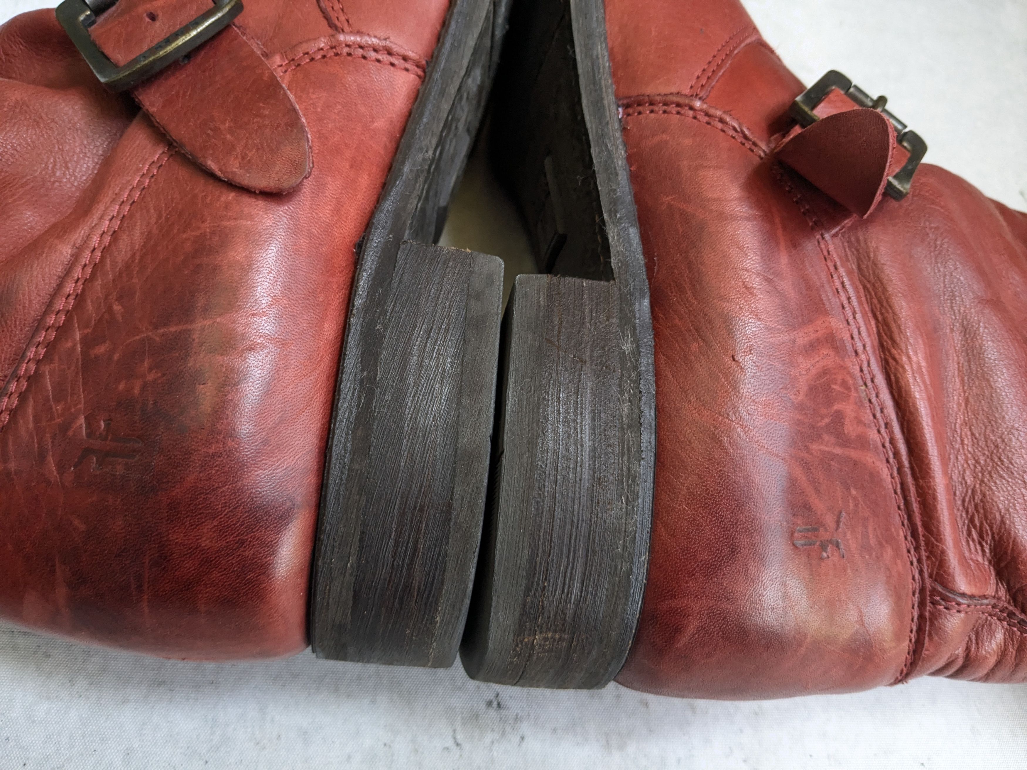 Frye Frye Harness Boots Red Leather 8 Leather Buckle Punk Size US 8 / EU 41 - 10 Thumbnail