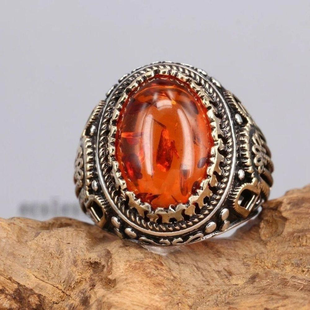 Designer Men's Two Tone Red Geometric Domineering Ring - Size 9 Size ONE SIZE - 3 Thumbnail