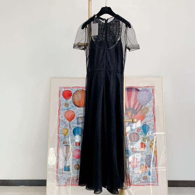 Dior Dior Black embroidered tulle dress Size XS / US 0-2 / IT 36-38 - 2 Thumbnail