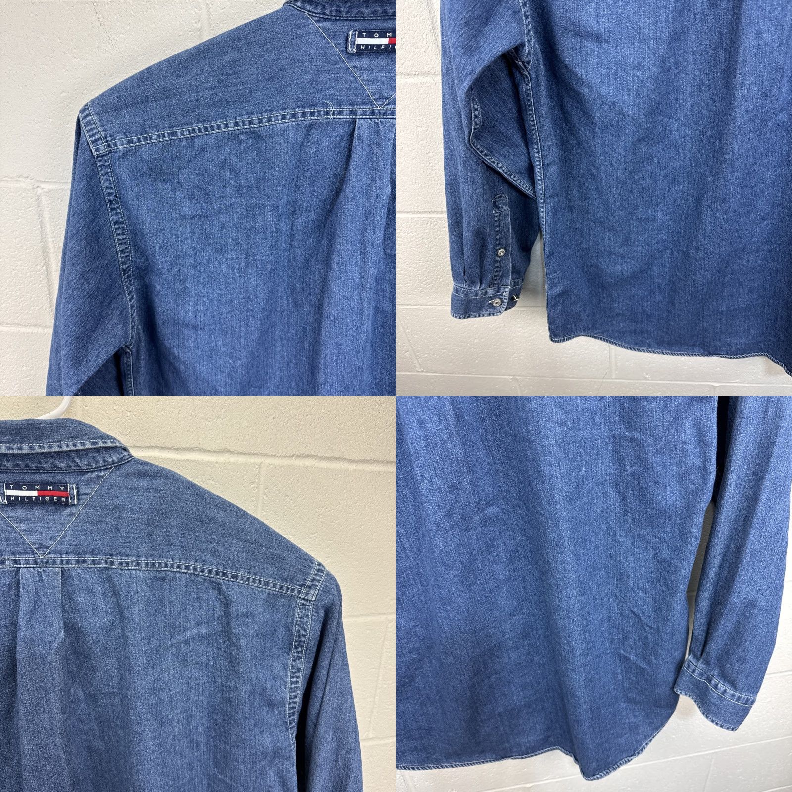Tommy Hilfiger VINTAGE Tommy Hilfiger Shirt Mens XL Blue Denim Long Sleeve Button-Down Logo Size US XL / EU 56 / 4 - 10 Thumbnail