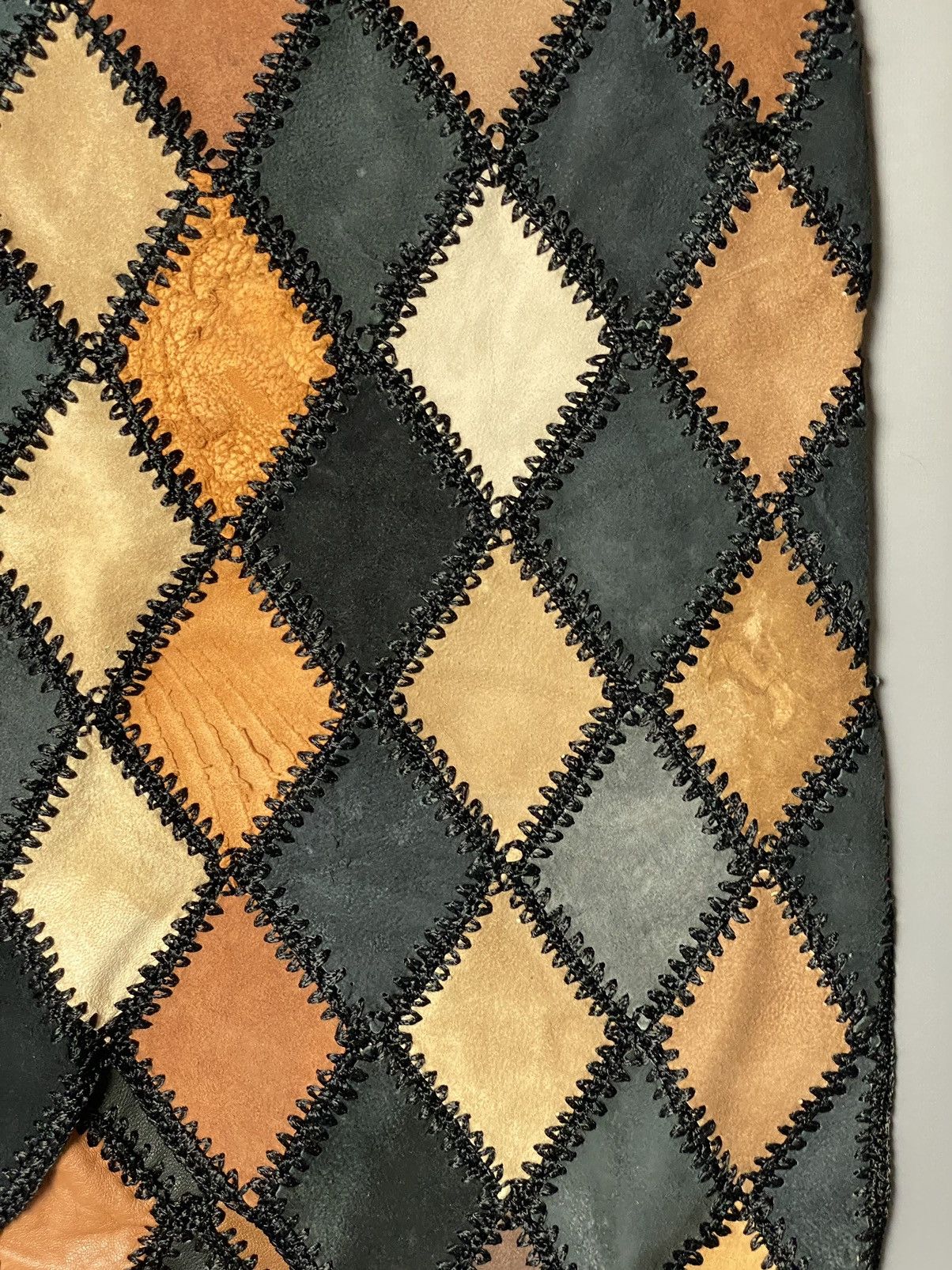 Other Vintage 80s Women’s Leather Top Argyle Diamond Pattern M/L Size M / US 6-8 / IT 42-44 - 22 Thumbnail