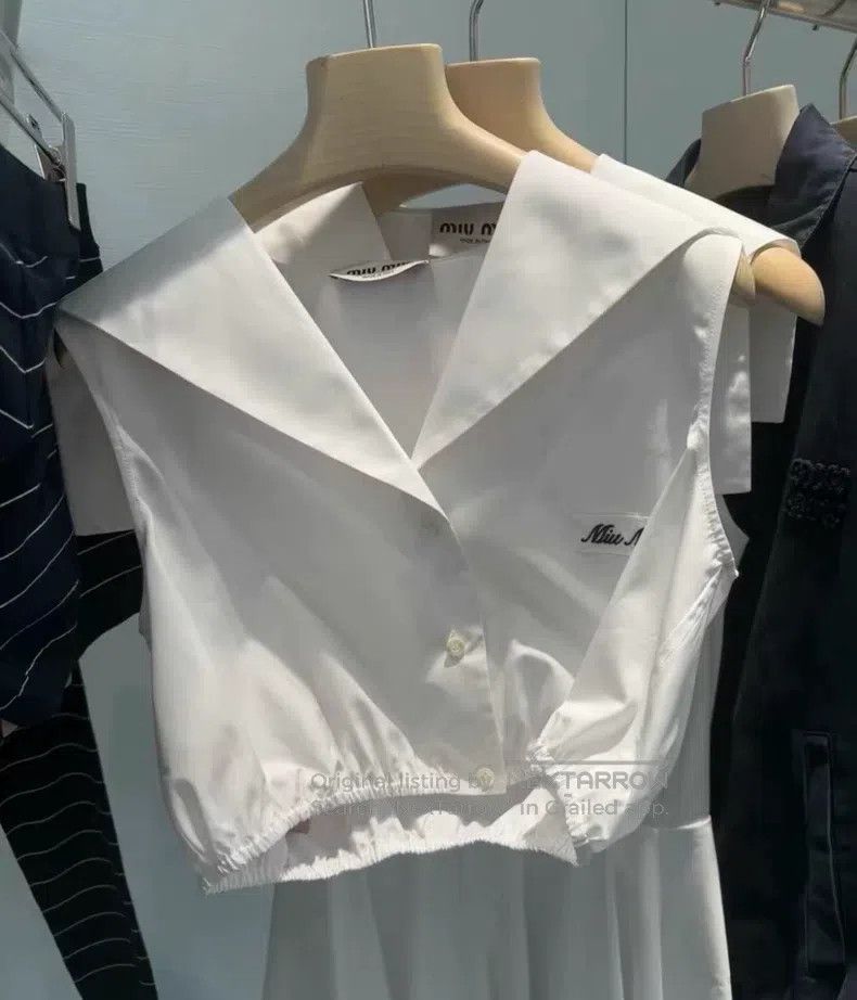 Miu Miu Miu Miu 36 Sleeveless sailor suit shirt Size S / US 4 / IT 40 - 1 Thumbnail
