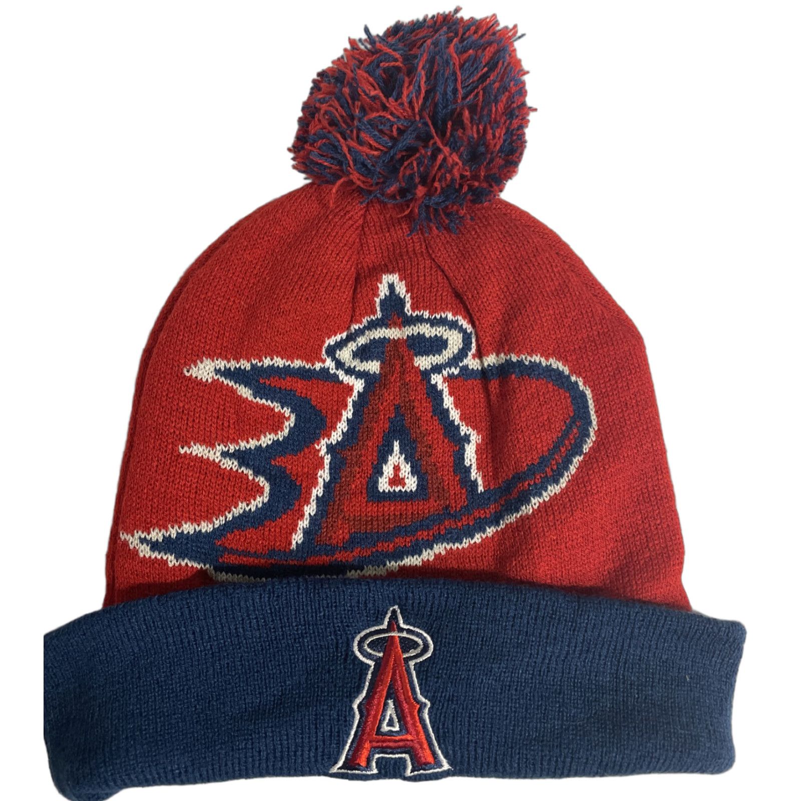 Vintage Los Angeles Angels Anaheim Ducks Beanie Cap - MLB NHL - One Size Fits Most - Red, Blue - Sports Theme - Unisex Adults Size ONE SIZE - 1 Thumbnail