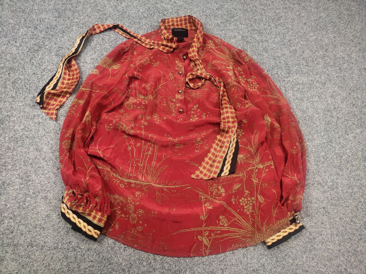 Roberto Cavalli Roberto Cavalli Silk Blouse long sleeves pattern collar Size XL / US 12-14 / IT 48-50 - 3 Thumbnail
