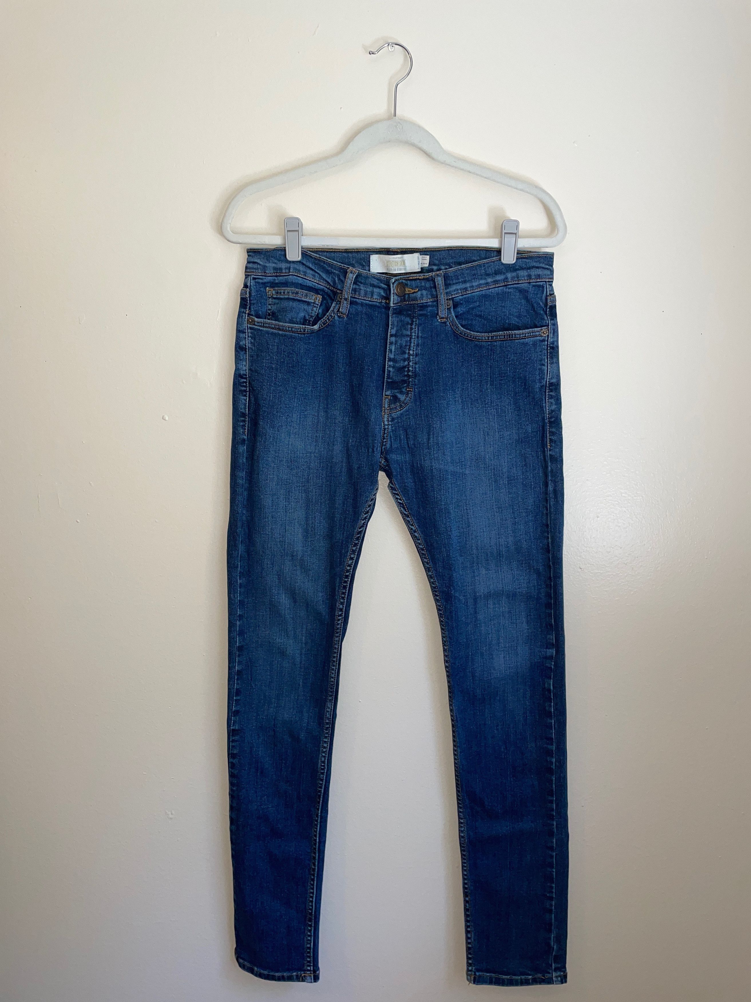 Topman Topman Stretch Skinny Blue Denim Jeans 32x32 Size US 32 / EU 48 - 1 Thumbnail
