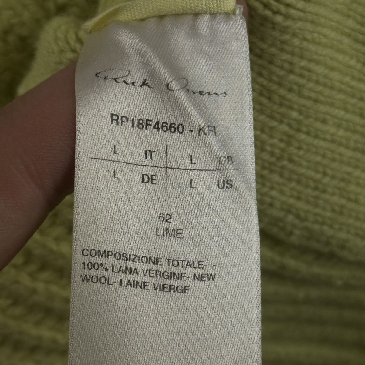 Rick Owens Rick Owens Sisyphus SS18 Lime Green Heavy Rib Sweater Size L / US 10 / IT 46 - 10 Thumbnail